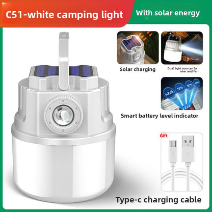 Solar Rechargeable Camping Light with Digital Power Display
