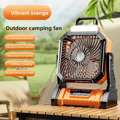 3-in-1 Camping Fan with LED Light & Power Bank — Rechargeable