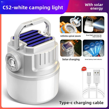 Solar Rechargeable Camping Light with Digital Power Display