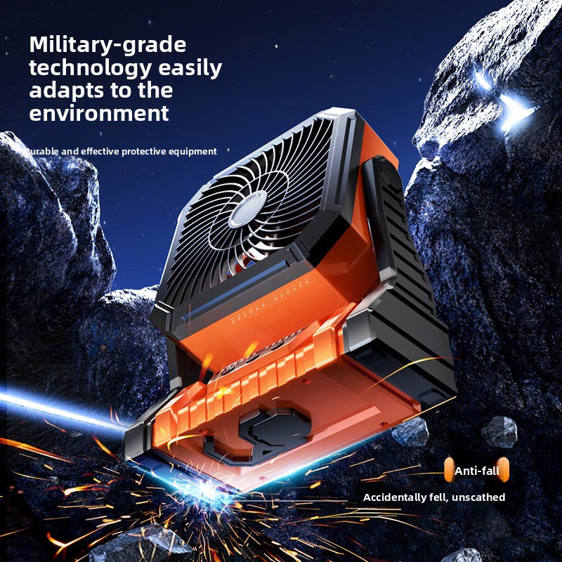 3-in-1 Camping Fan with LED Light & Power Bank — Rechargeable