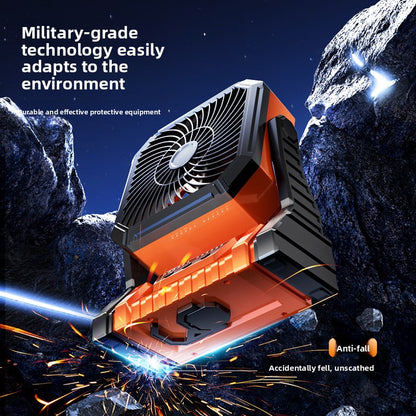3-in-1 Camping Fan with LED Light & Power Bank — Rechargeable