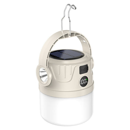 Solar Rechargeable Camping Light with Digital Power Display