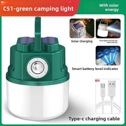 Solar Rechargeable Camping Light with Digital Power Display